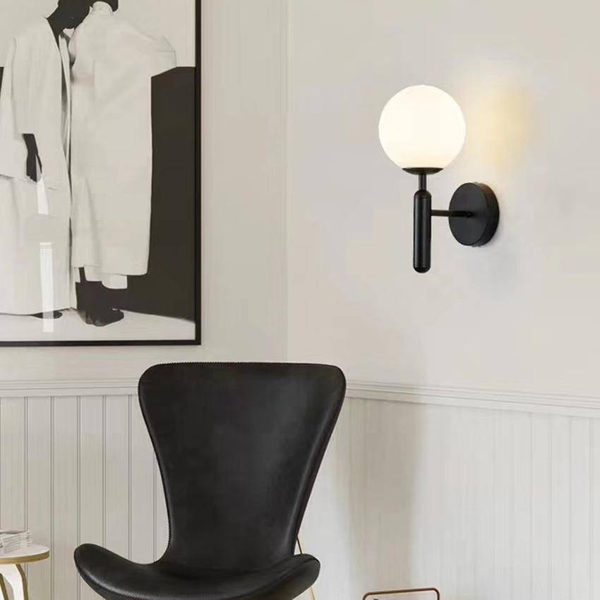 Modern LED Wall Sconce with Glass Ball and Cylindrical Mount