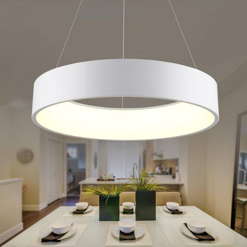 Modern Minimalist LED Circle Pendant Light (Gray or White)