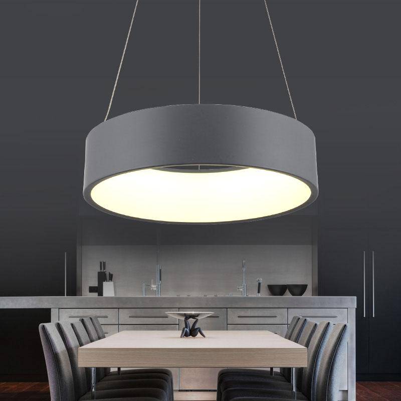 Modern Minimalist LED Circle Pendant Light (Gray or White)