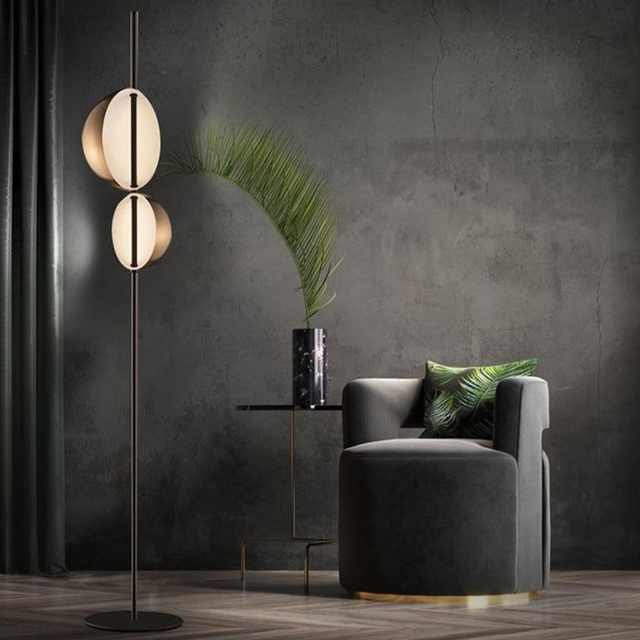 Modern LED Floor Lamp with Double Metal Shade