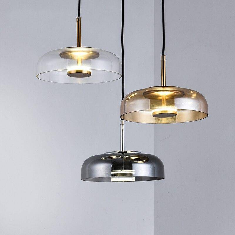 Round Smoke Glass LED Loft Pendant Light
