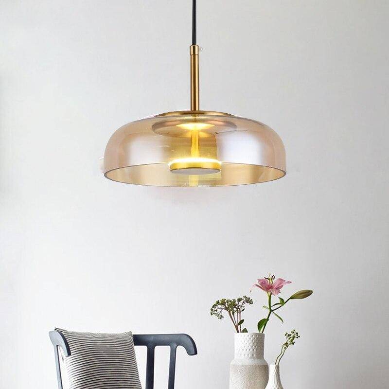 Round Smoke Glass LED Loft Pendant Light