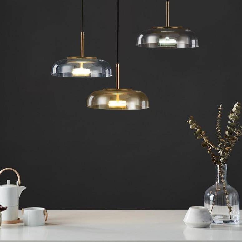 Round Smoke Glass LED Loft Pendant Light