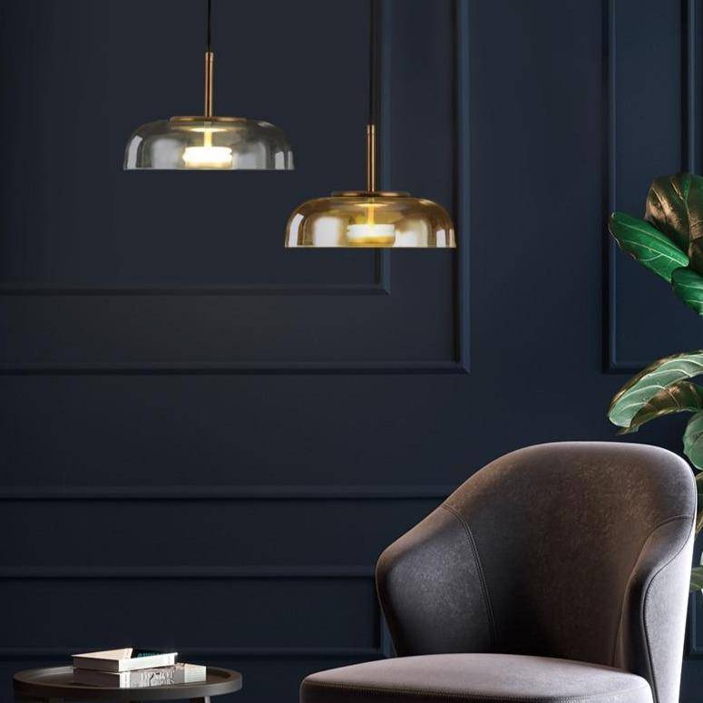 Round Smoke Glass LED Loft Pendant Light