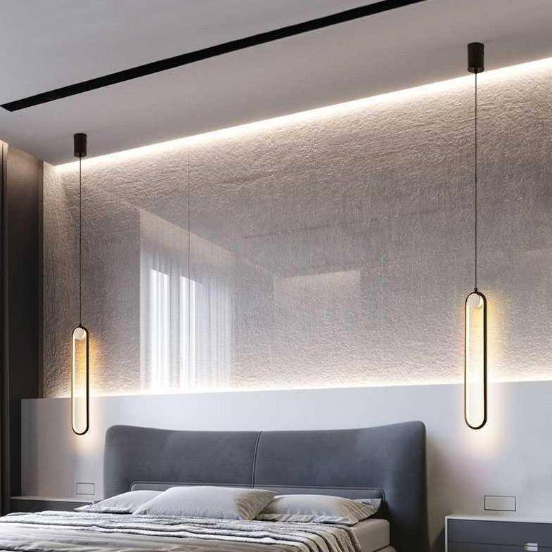 Modern LED Ring Pendant Light in Black or Gold