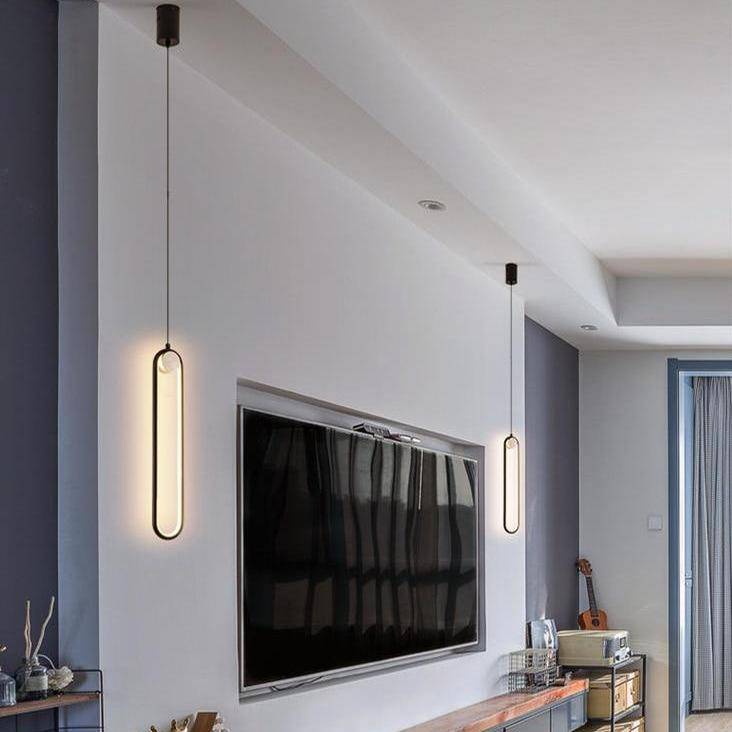 Modern LED Ring Pendant Light in Black or Gold