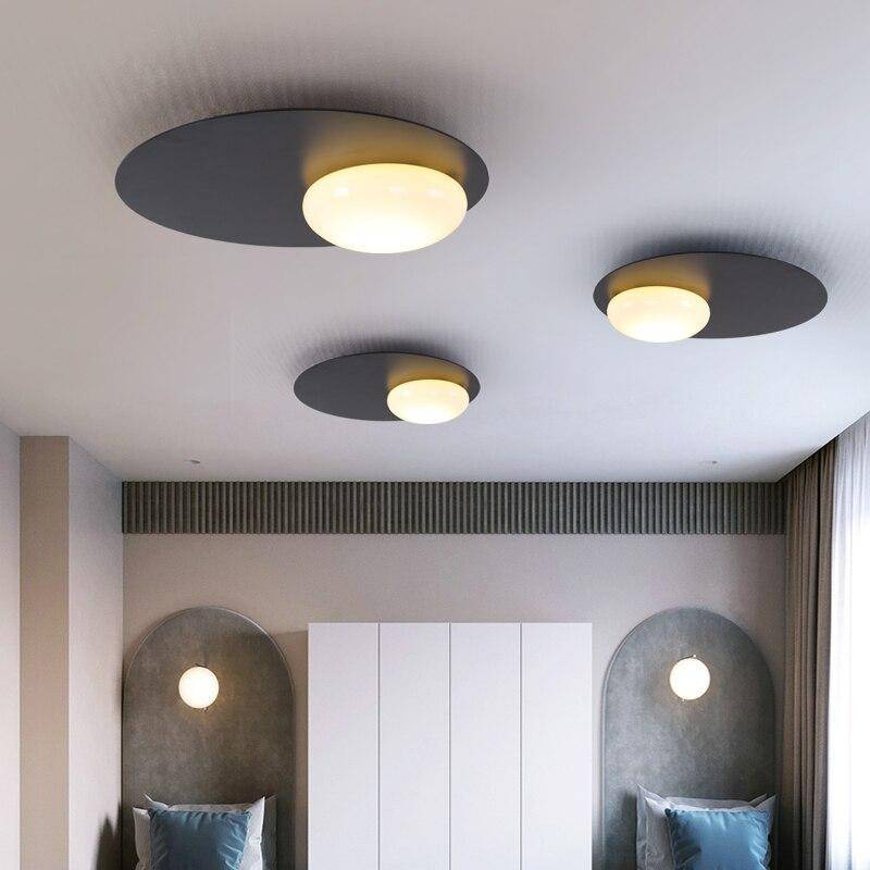 Modern LED Ceiling Light with Black Metal Disc - Loft Style