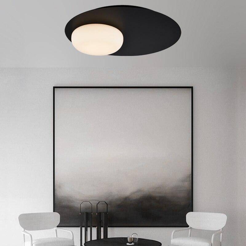 Modern LED Ceiling Light with Black Metal Disc - Loft Style