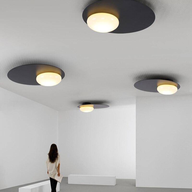 Modern LED Ceiling Light with Black Metal Disc - Loft Style