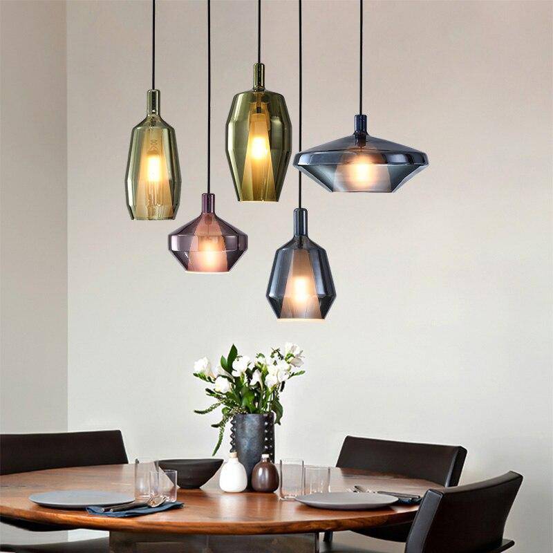 LED Suspension Light with Colored Glass Shade