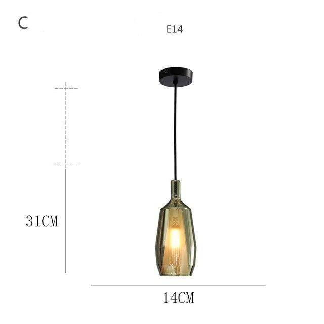 LED Suspension Light with Colored Glass Shade