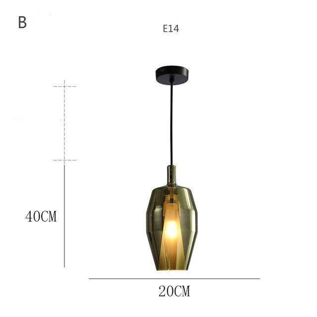 LED Suspension Light with Colored Glass Shade