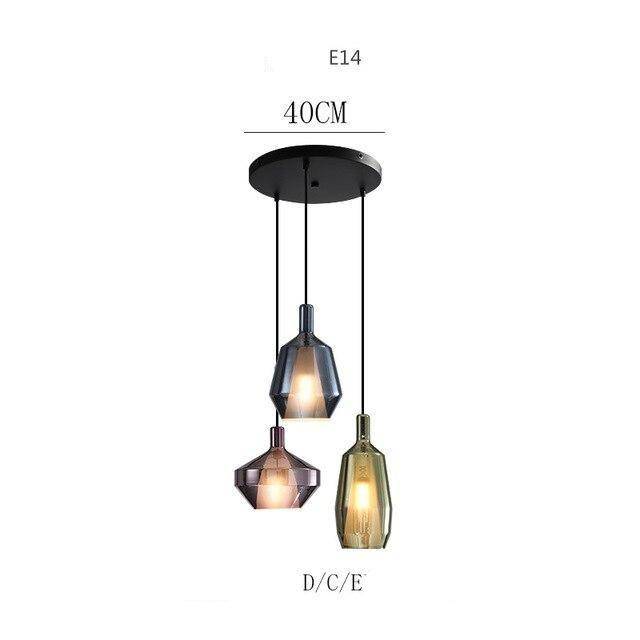 LED Suspension Light with Colored Glass Shade