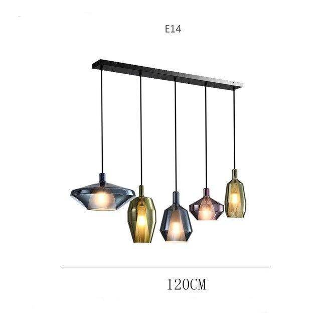 LED Suspension Light with Colored Glass Shade