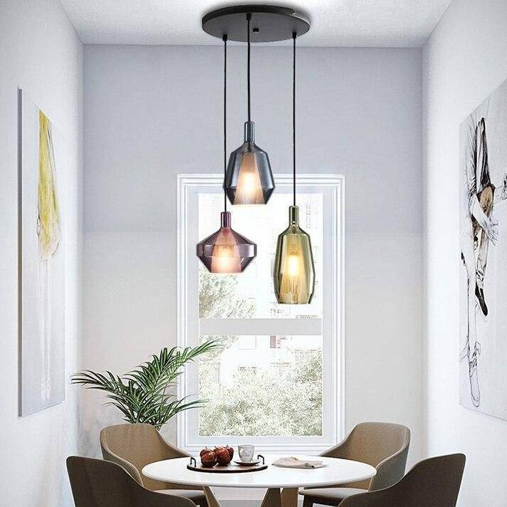 LED Suspension Light with Colored Glass Shade