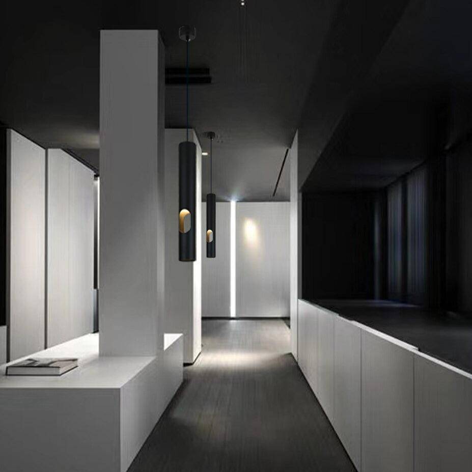 Modern LED Suspension Light with Cylindrical Aluminum Tube for Hotels