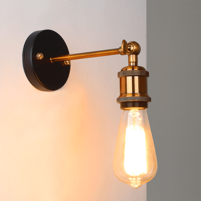 Vintage Rustic Glass and Gold LED Wall Sconce