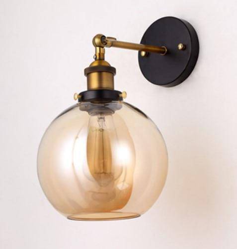 Vintage Rustic Glass and Gold LED Wall Sconce