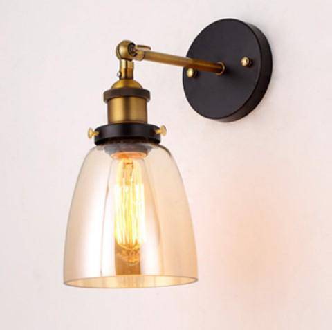 Vintage Rustic Glass and Gold LED Wall Sconce