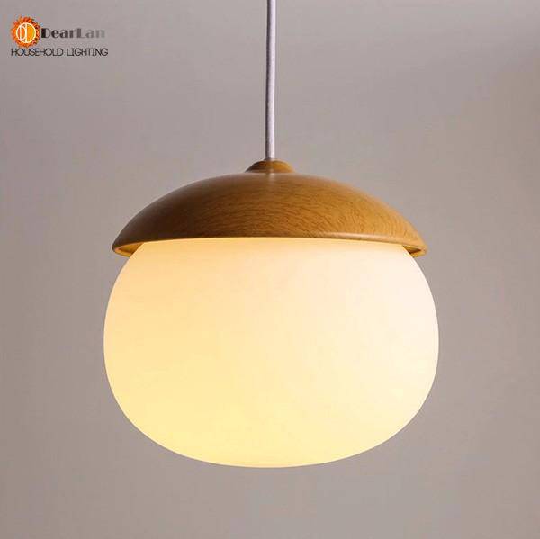 Modern LED Pendant Light with Round Wood Shade - Marla Style