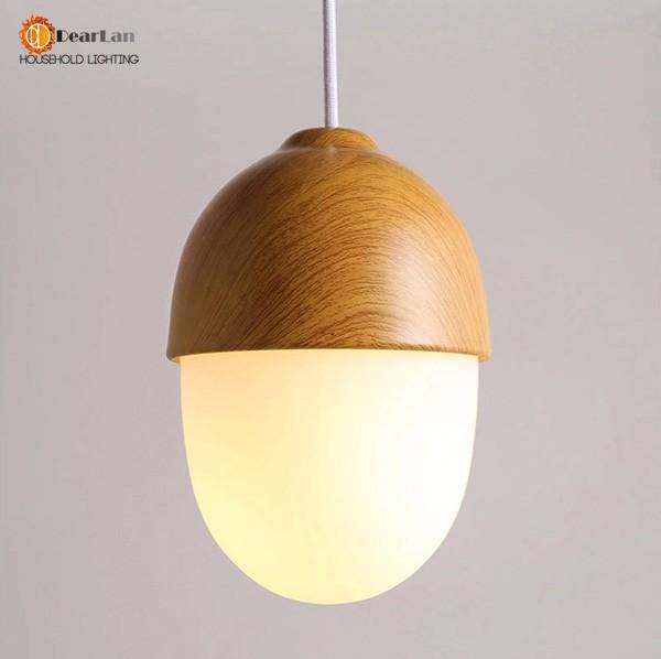 Modern LED Pendant Light with Round Wood Shade - Marla Style