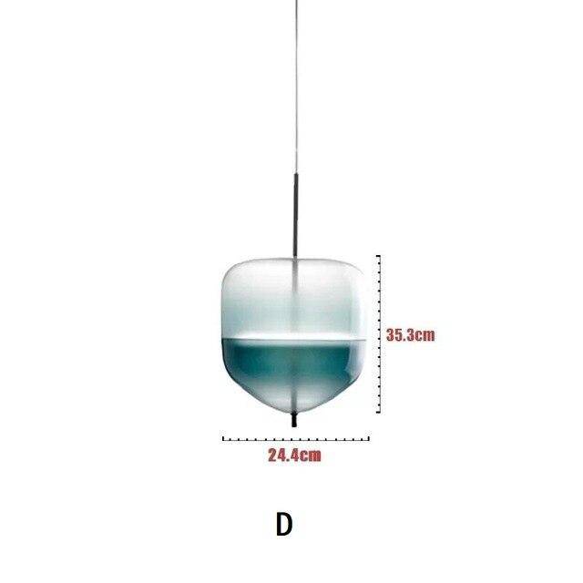 Blue Glass LED Pendant Light in Multiple Shapes
