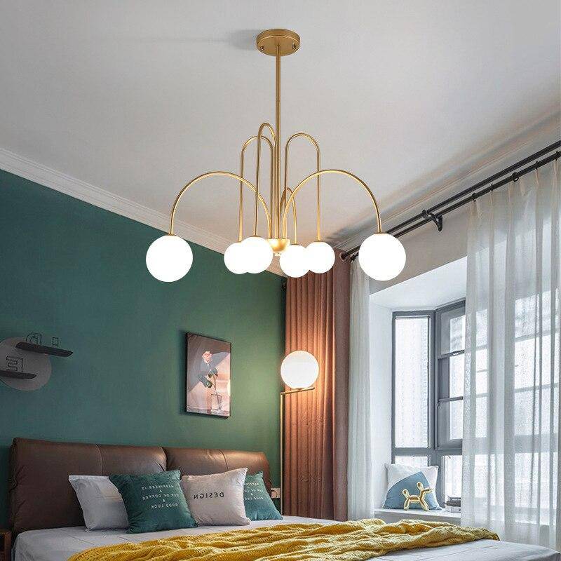 Gold Branch LED Chandelier with Glass Balls