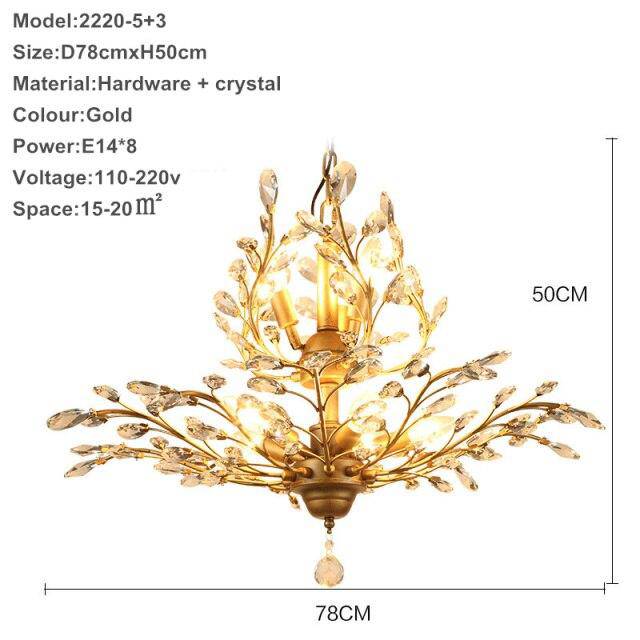 Gold Leaf Crystal LED Chandelier