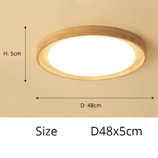Scandinavian Round LED Ceiling Light in Wood - Adartza
