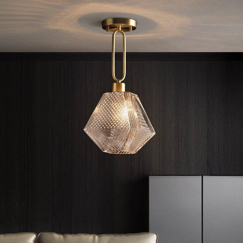 LED Suspension Light with Retro Glass Shade - Shadow Design