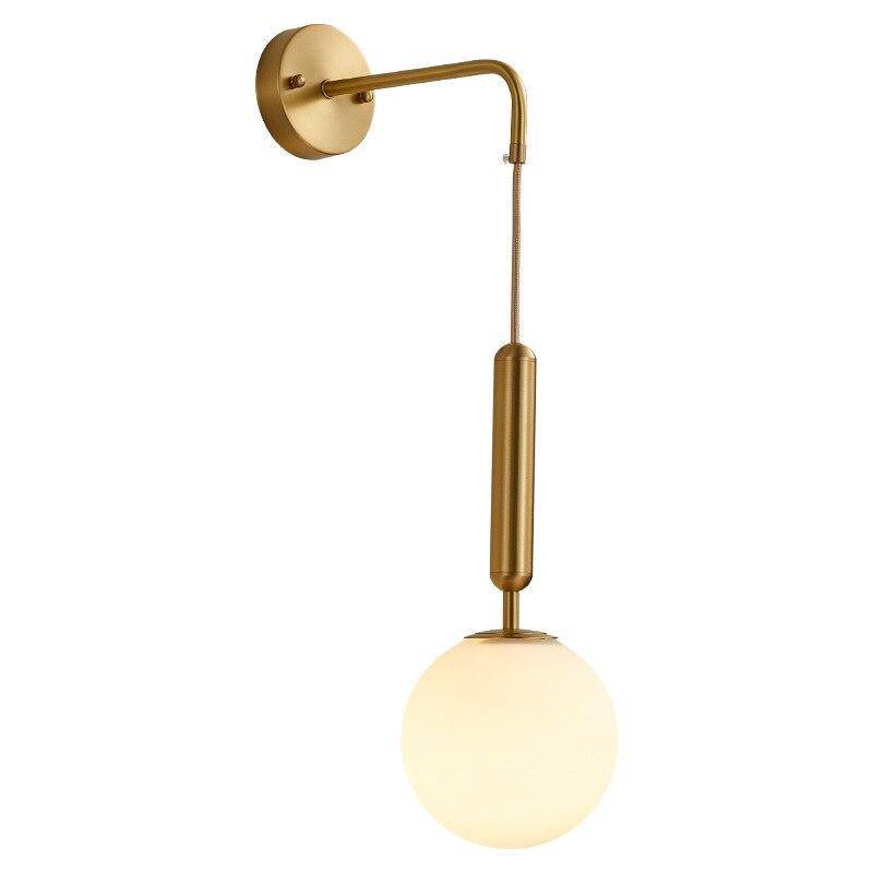 Modern Gold LED Wall Sconce with Glass Orb Shadow
