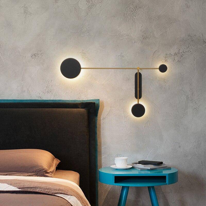 Modern LED Wall Sconce with Multiple Black Discs for Loft