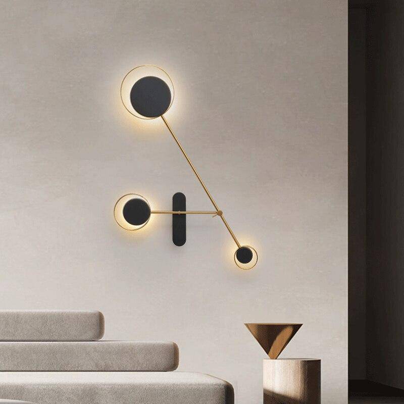 Modern LED Wall Sconce with Multiple Black Discs for Loft