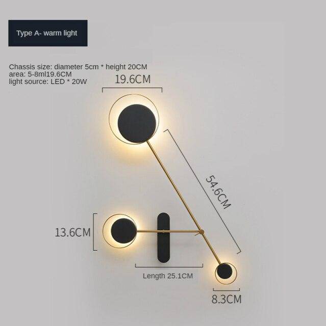 Modern LED Wall Sconce with Multiple Black Discs for Loft