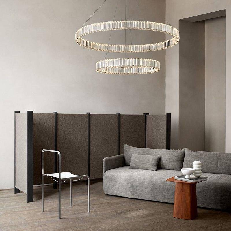 Luxury Gold LED Pendant Light with Glass Ring Design