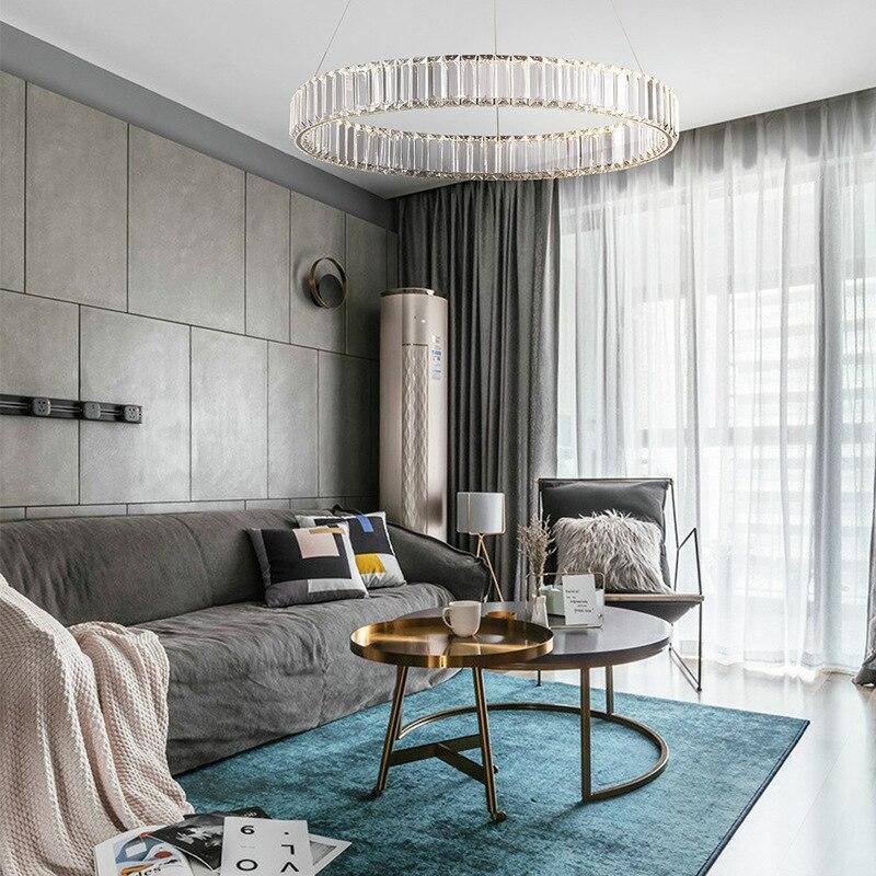 Luxury Gold LED Pendant Light with Glass Ring Design
