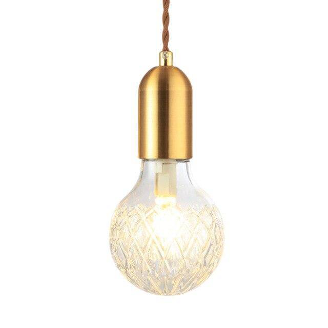 Gold LED Pendant Light with Crystal Glass Shade - Loft Style