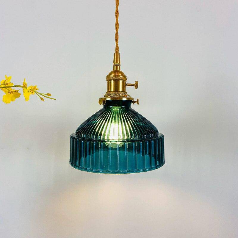 LED Suspension Light with Colored Glass Shade - Loft Style