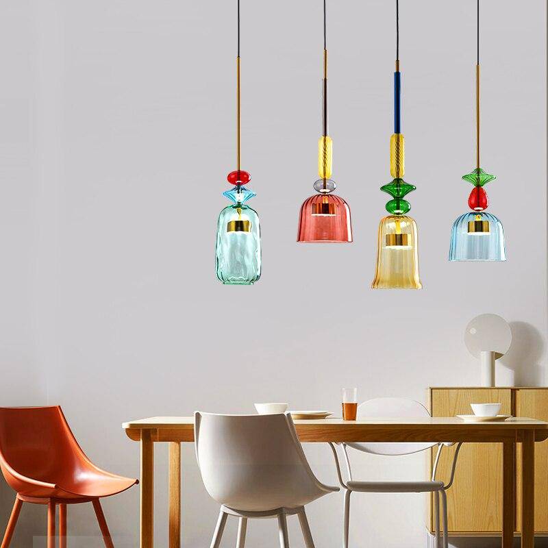 Colorful Glass LED Pendant Light