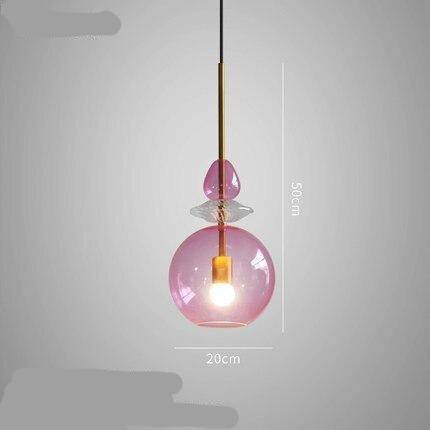 LED Suspension Light with Colored Glass Shade in Brushed Coffee Style