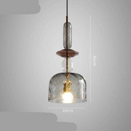 LED Suspension Light with Colored Glass Shade in Brushed Coffee Style