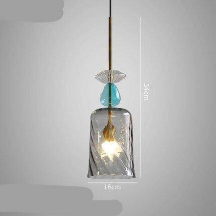 LED Suspension Light with Colored Glass Shade in Brushed Coffee Style