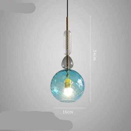 LED Suspension Light with Colored Glass Shade in Brushed Coffee Style