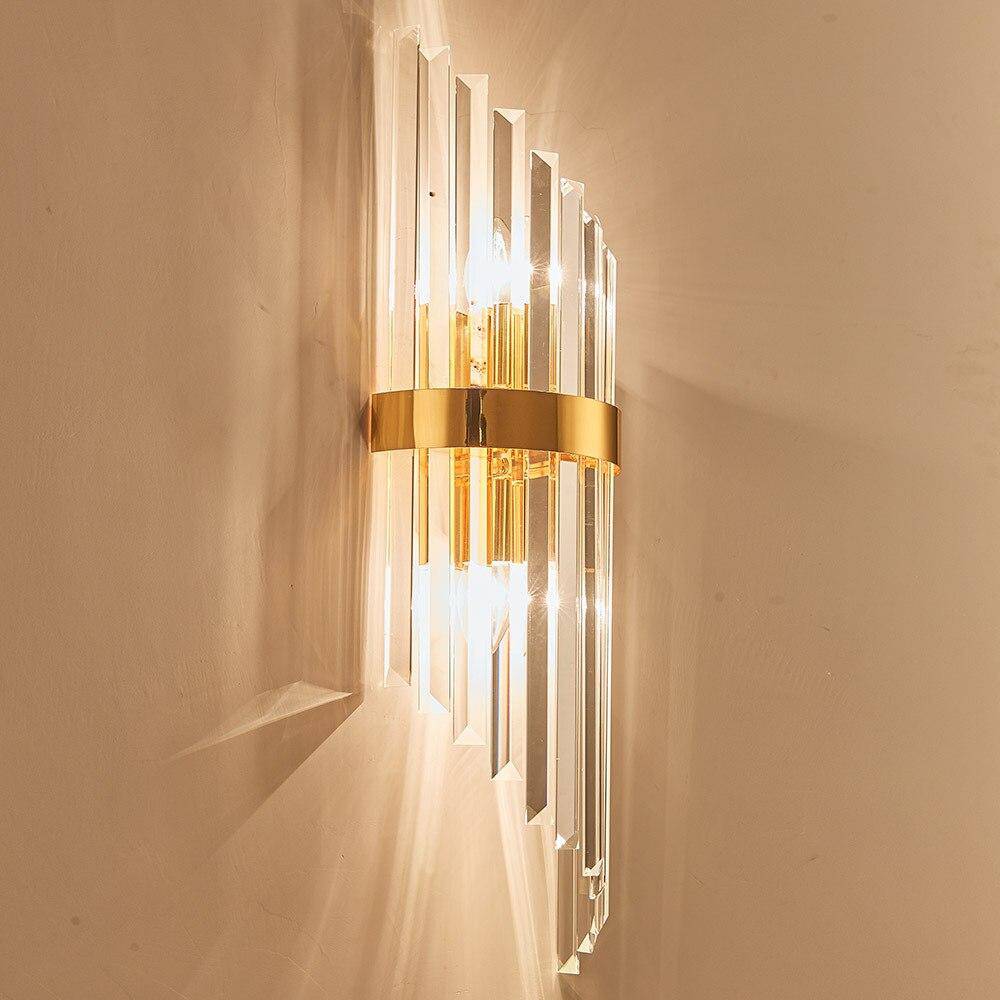 Luxury Gold LED Wall Sconce with Cascading Crystal Glass