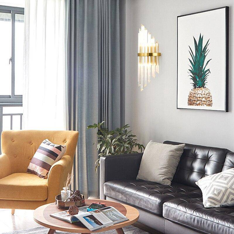 Luxury Gold LED Wall Sconce with Cascading Crystal Glass