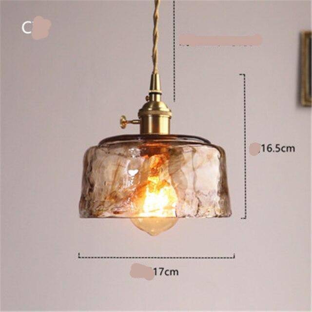 Retro LED Pendant Light with Amber Glass Shade