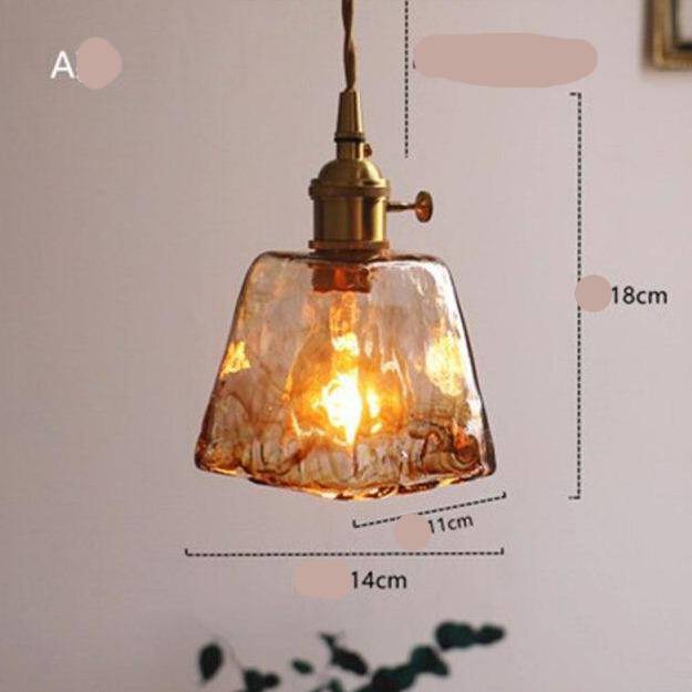 Retro LED Pendant Light with Amber Glass Shade
