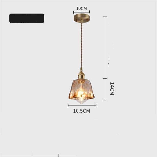 Retro LED Pendant Light with Amber Glass Shade