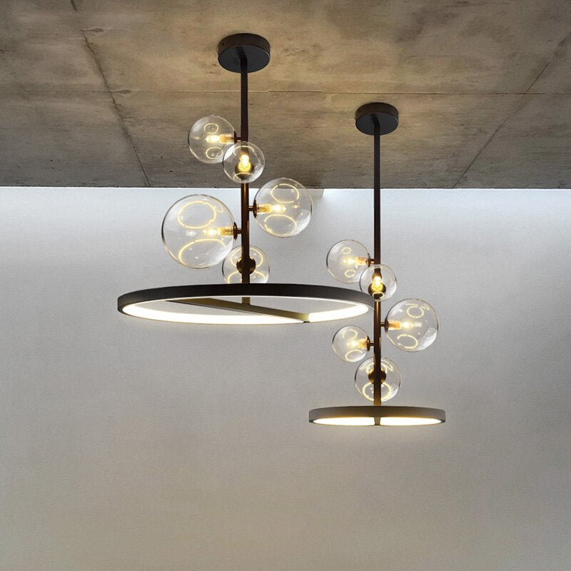 Black Metal Round LED Chandelier - Romane Design