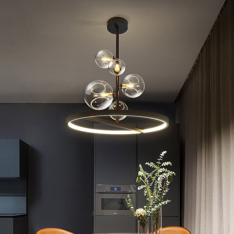 Black Metal Round LED Chandelier - Romane Design